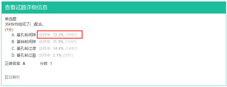 单选题选项选择率